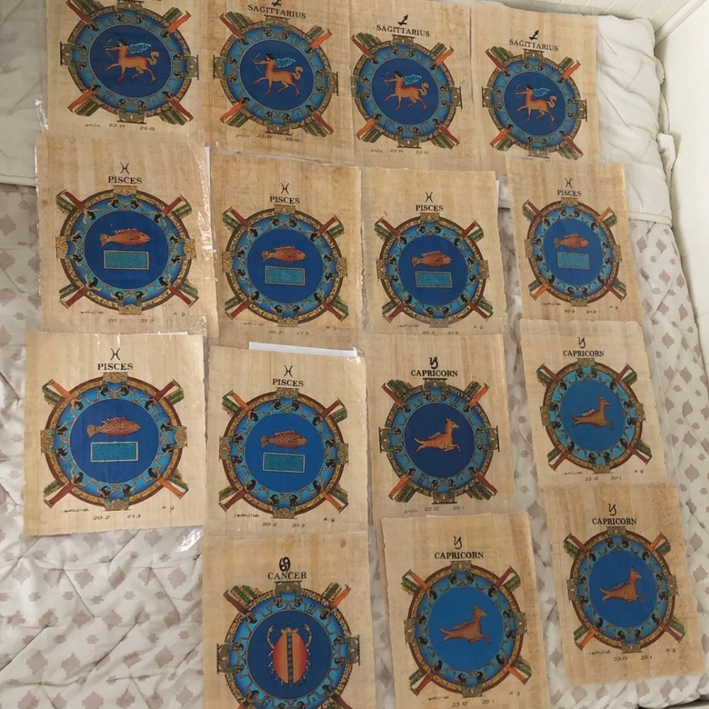 15 Hand Painted Egyptian Art On Papyrus